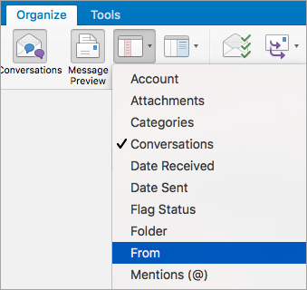 switch inbox in outlook 2016 for mac